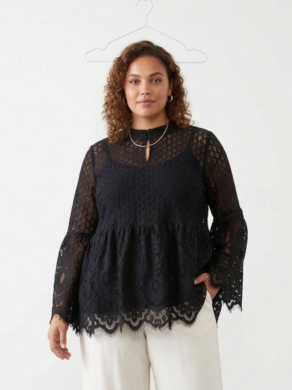 Lane Bryant Blouse Black Lace Goth Whimsigoth Flared Sleeve 24